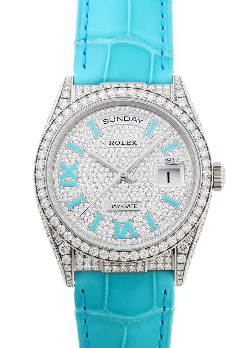 ロレックス - オイスターパーペチュアル デイデイト36 | ROLEX | 128159RBR | WG ダイヤモンド文字盤 自動巻き レザー | 未使用品
