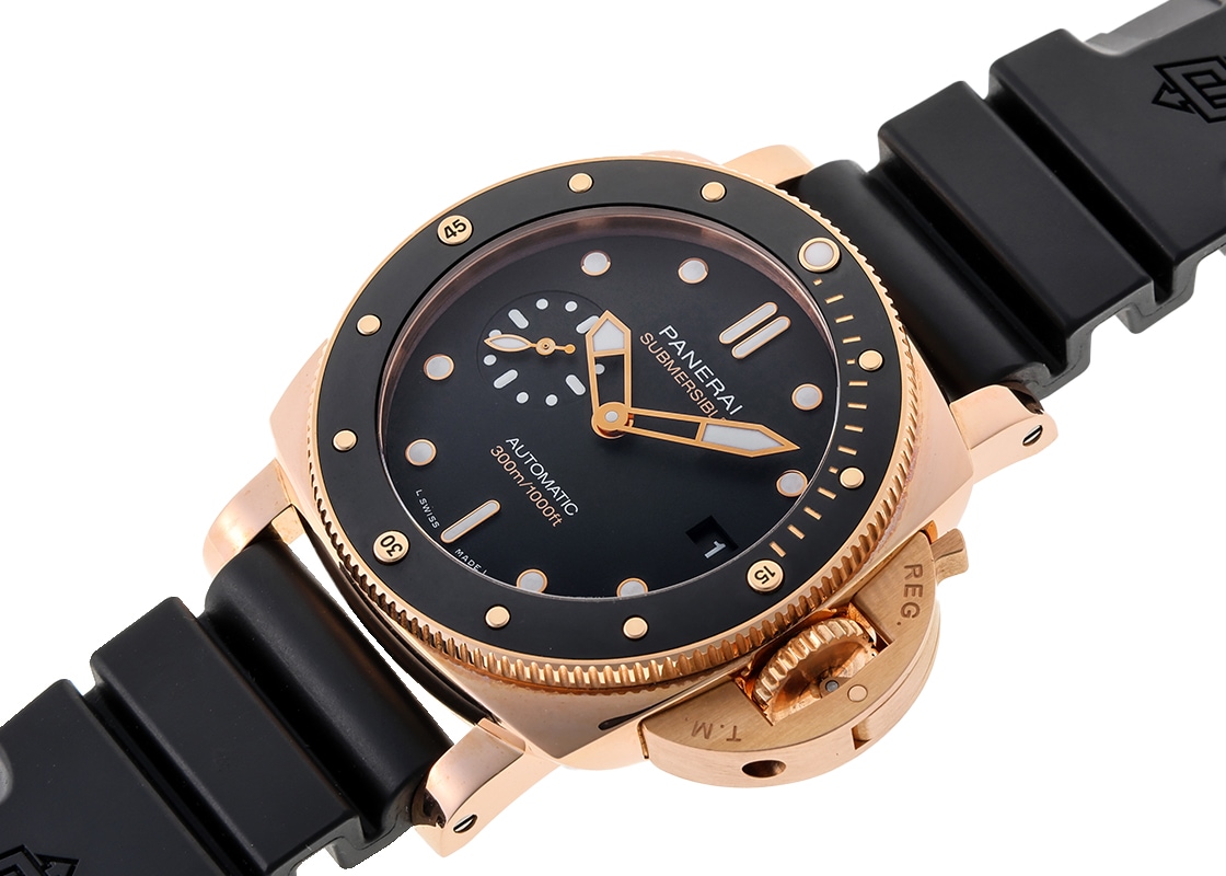 オフィチーネパネライ - サブマーシブル ゴールドテック | OFFICINE PANERAI | PAM01164 | ゴールドテック&TI(DLC) 黒文字盤 自動巻き ラバー | 中古