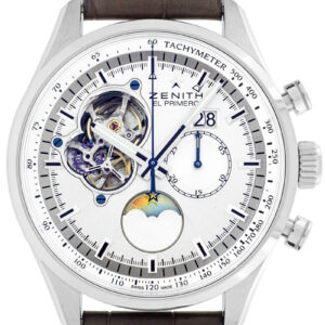 ゼニス - クロノマスター エルプリメロ オープン ムーン＆サンフェイズ | ZENITH | 03.2160.4047/01.C713 | SS シルバー文字盤 自動巻き レザー | 未使用品 |