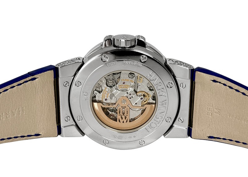 ハリーウィンストン - オーシャン トリレトロ クロノグラフ ダイヤモンドケース | HARRY WINSTON | OCEACT44WW002(400/MCRA44WL.MD/D3.1) | WG シェル/ダイヤ文字盤 自動巻き レザー | 中古