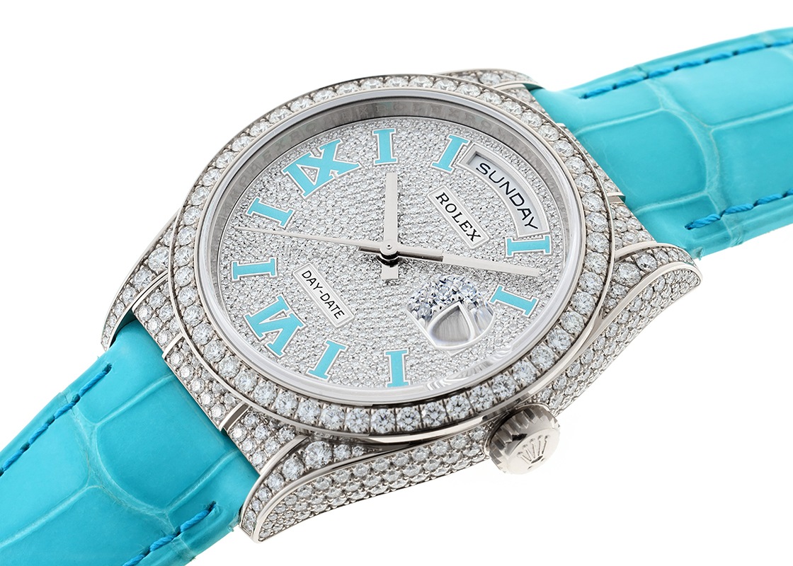 ロレックス - オイスターパーペチュアル デイデイト36 | ROLEX | 128159RBR | WG ダイヤモンド文字盤 自動巻き レザー | 未使用品