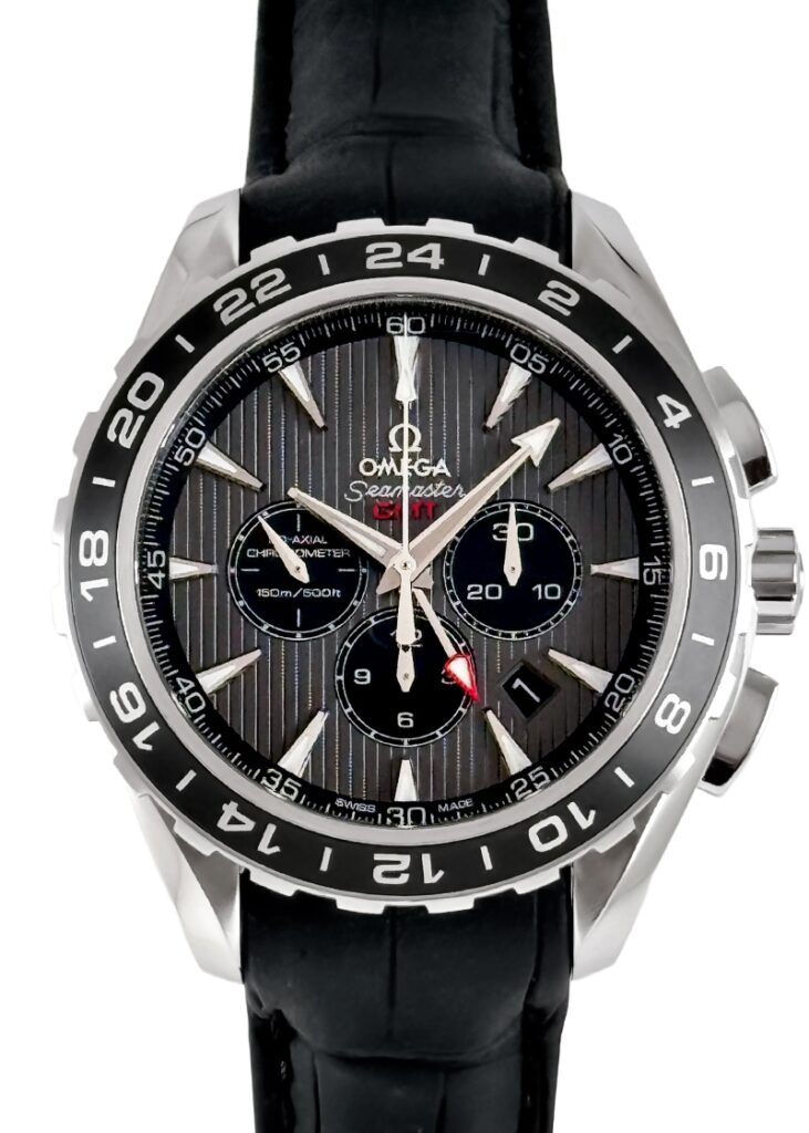 オメガ - シーマスター アクアテラ GMT クロノグラフ | OMEGA | 231.13.44.52.06.001 | SS グレー文字盤 自動巻き レザー | 委託品 | 中古