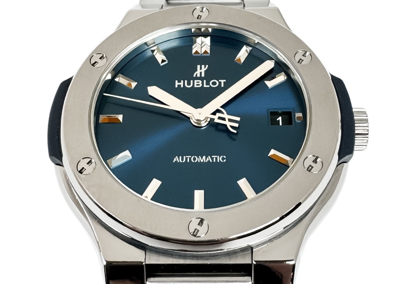 ウブロ - クラシックフュージョン チタニウム ブレスレット | HUBLOT | 568.NX.7170.NX | TI ブルー文字盤 自動巻き ブレスレット | 委託品 | 中古