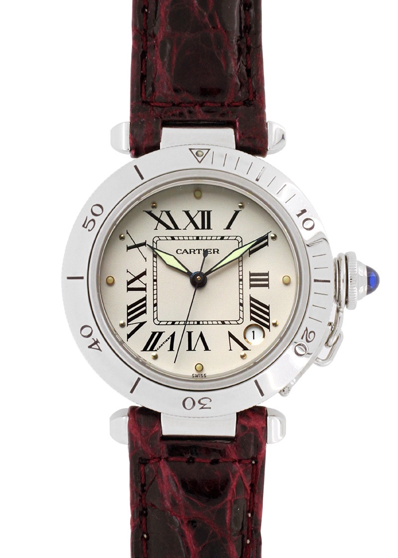 カルティエ - パシャダイバー | CARTIER | 35mm SS アイボリー文字盤 自動巻き レザー | 中古 |