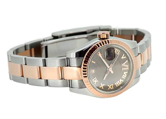 ロレックス - レディース オイスター パーペチュアル デイトジャスト 6時ダイヤモンド | ROLEX | 28179171 | PG&SS ブラウン文字盤 自動巻き ブレスレット | 中古 |