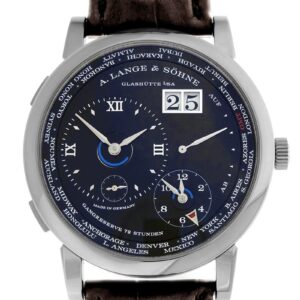 A.ランゲ＆ゾーネ - ランゲ1 タイムゾーン | A.LANGE&SOHNE | 136.029（LS1363AG） | WG 黒文字盤 自動巻き レザー | 未使用品 |