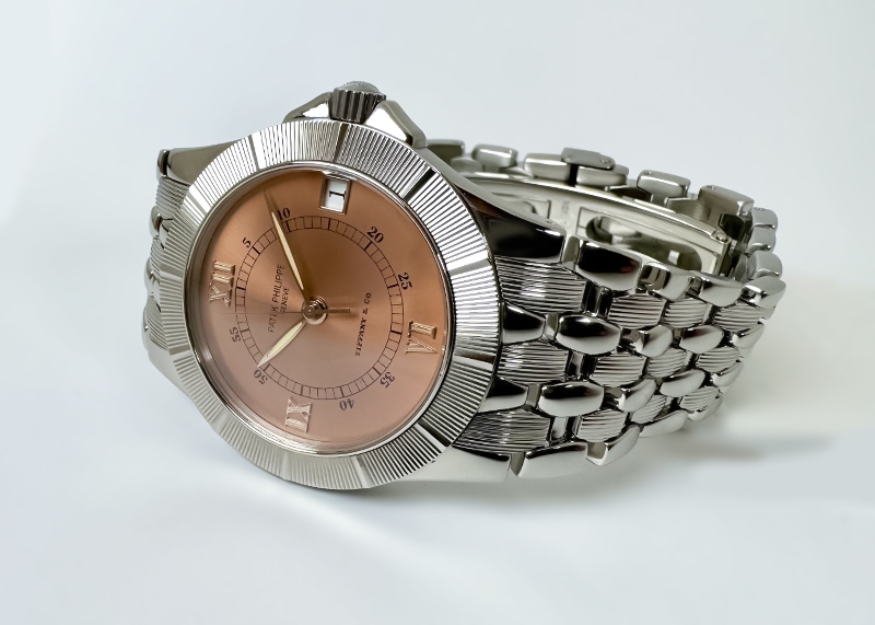パテックフィリップ - ネプチューン Tiffany Wネーム | PATEK PHILIPPE | 5080/1A-001 | SS ピンク文字盤 自動巻き ブレスレット | 委託品 | 中古