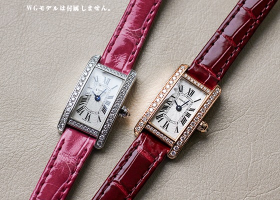 カルティエ - レディース タンクアメリカン ミニ ダイヤモンドベゼル | CARTIER | WB710014 | PG シルバー文字盤 クォーツ レザー |