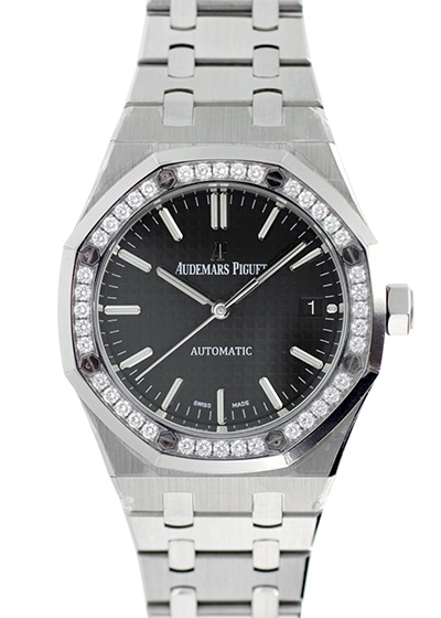 オーデマピゲ - レディース ロイヤルオーク ダイヤモンドベゼル | AUDEMARS PIGUET | 15451ST.ZZ.1256ST.01 | SS 黒文字盤 自動巻き ブレスレット |