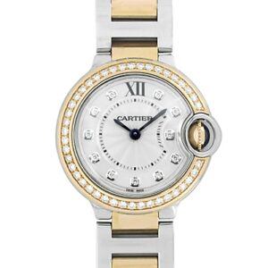 カルティエ - レディース バロンブルー | CARTIER | W3BB0025 | SM ベゼルダイヤモンド PG&SS シルバー文字盤 クォーツ ブレスレット |