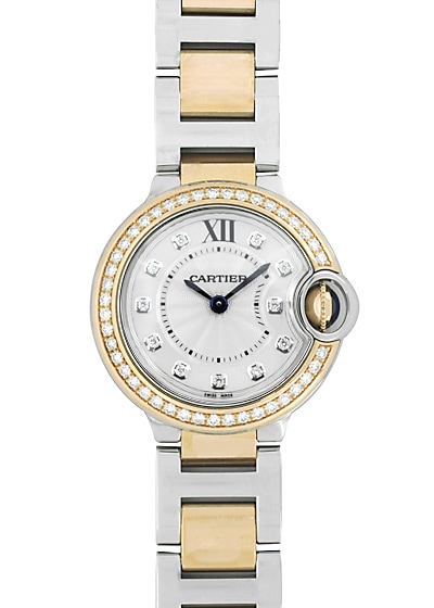 カルティエ - レディース バロンブルー | CARTIER | W3BB0025 | SM ベゼルダイヤモンド PG&SS シルバー文字盤 クォーツ ブレスレット |