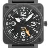 ベル&ロス - GMT 24H | BELL&ROSS | BR01-93 PVD 黒文字盤 自動巻き ラバー | 未使用品 |