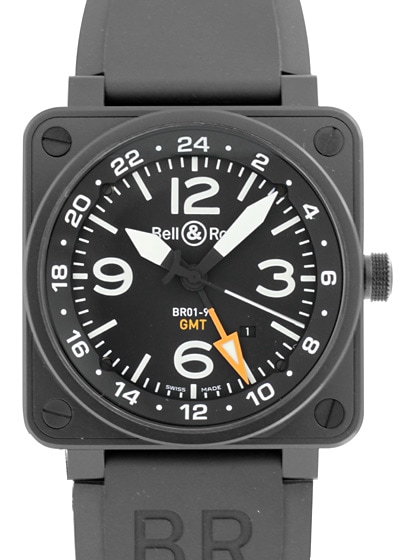 ベル&ロス - GMT 24H | BELL&ROSS | BR01-93 PVD 黒文字盤 自動巻き ラバー | 未使用品 |