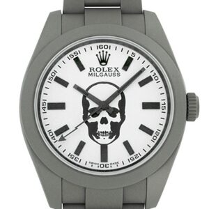 ロレックス - オイスター パーペチュアル ミルガウス MAD XCLUSIVE SERIES | ROLEX | 116400 | SS×DLC 白文字盤 自動巻き ブレスレット | 中古 |