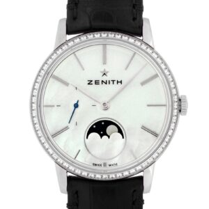 ゼニス - レディース エリート レディ ムーンフェイズ ベゼルダイヤ | ZENITH | 16.2320.692/80.C714 | SS ホワイトシェル文字盤 自動巻き レザー