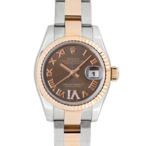 ロレックス - レディース オイスター パーペチュアル デイトジャスト 6時ダイヤモンド | ROLEX | 28179171 | PG&SS ブラウン文字盤 自動巻き ブレスレット | 中古 |