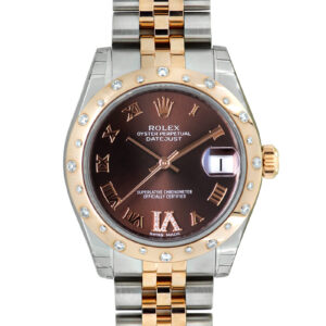 ロレックス - レディース オイスター パーペチュアル デイトジャスト ダイヤモンドベゼル | ROLEX | 178341 | PG&SS ブラウン文字盤 自動巻き ブレスレット |