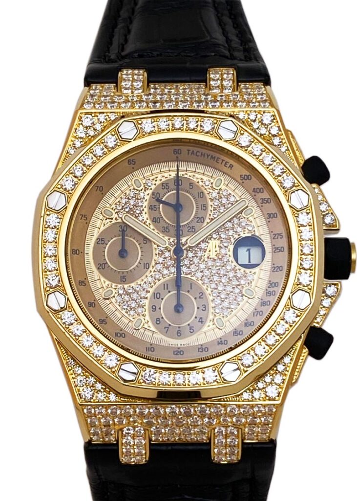 オーデマピゲ - ロイヤルオーク オフショア クロノグラフ ケースダイヤ | AUDEMARS PIGUET | 26067BA.ZZ.D088CR.01 | YG 全面ダイヤ文字盤 自動巻き レザー | 委託品 | 中古 |