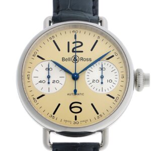 ベル&ロス - クロノグラフ モノプッシャー | BELL & ROSS | BRWW1-MONO-IVO/SCR | SS アイボリー文字盤 自動巻き レザー | 未使用品