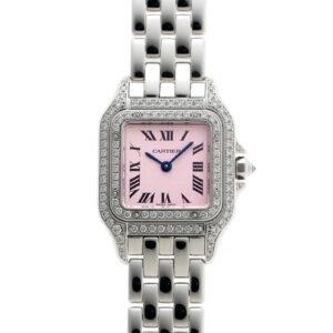 カルティエ - パンテール SM ベゼルダイヤ ピンクガラス | CARTIER | WF3259F3 | WG シルバー文字盤 クォーツ ブレスレット | 中古