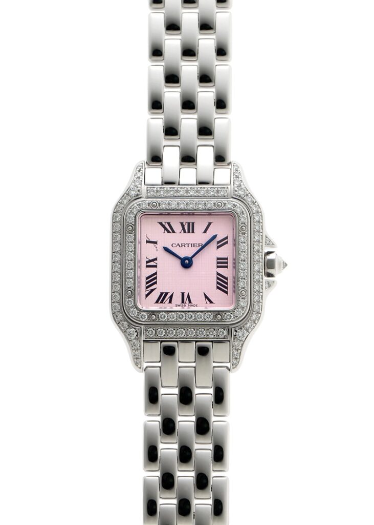 カルティエ - パンテール SM ベゼルダイヤ ピンクガラス | CARTIER | WF3259F3 | WG シルバー文字盤 クォーツ ブレスレット | 中古
