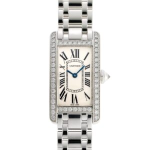 カルティエ - タンク アメリカン SM ベゼルダイヤ | CARTIER | WB7073L1 | WG シルバー文字盤 クォーツ ブレスレット | 中古