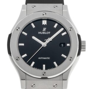 ウブロ - クラシックフュージョン ブラックシャイニー | HUBLOT | 542.NX.1270.LR | TI 黒文字盤 自動巻き ラバー | 中古