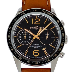 ベル&ロス - スポーツヘリテージ GMT フライバック | BELL & ROSS | BRV126-FLY-GMT/SCA | SS 黒文字盤 自動巻き レザー | 中古