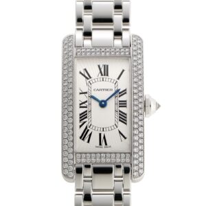 カルティエ - タンクアメリカン SM 2列ダイヤモンド | CARTIER | WB7044L1 | WG シルバー文字盤 クォーツ ブレスレット | 中古