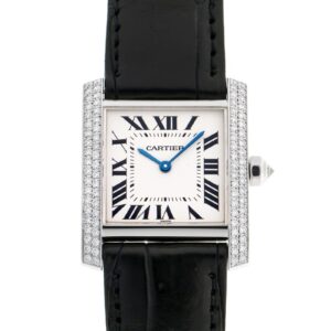カルティエ - タンクフランセーズ MM ベゼルサイドダイヤ | CARTIER | WE100951 | WG シルバー文字盤 クォーツ レザー | 中古
