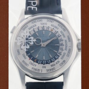 パテックフィリップ - ワールドタイム | PATEK PHILIPPE | 5130P-001 | PT ブルー文字盤 自動巻き レザー | 中古