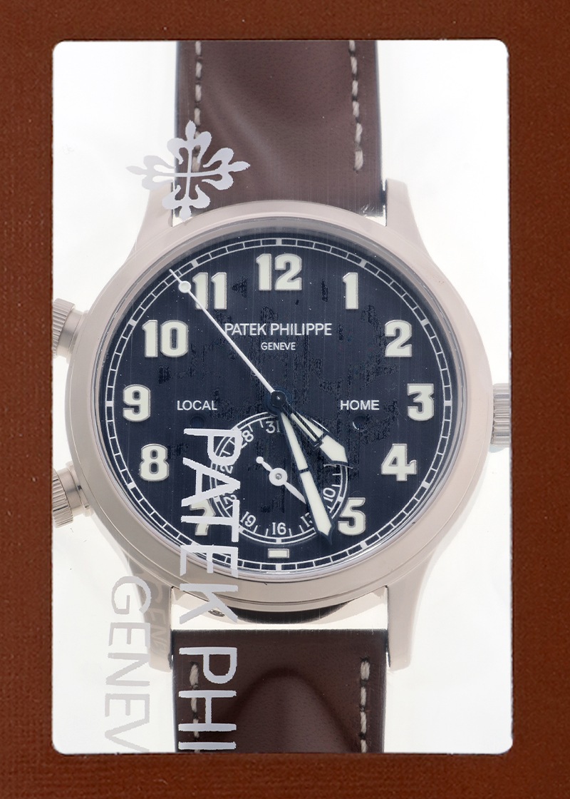 パテックフィリップ - カラトラバ パイロット トラベルタイム | PATEK PHILIPPE | 5524G-001 | WG ブルー文字盤 自動巻き レザー | レストア