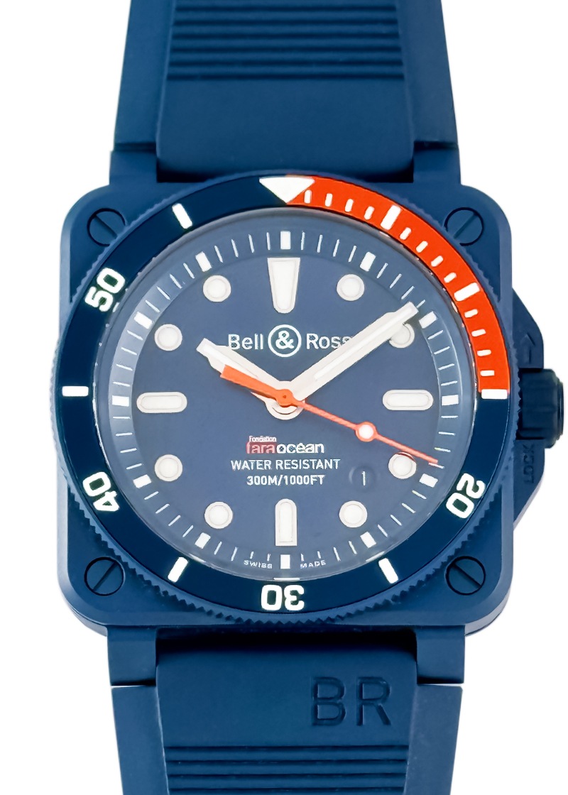 ベル&ロス - BR-03 ダイバー タラ 999本限定 | BELL & ROSS | BR0392-D-TR-CE/SRB | CE ブルー文字盤 自動巻き ラバー | 中古
