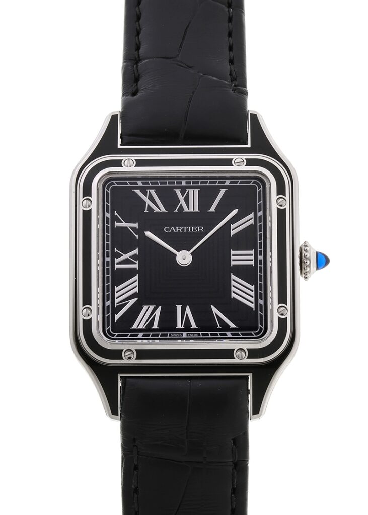 カルティエ - サントスデュモン LM | CARTIER | WSSA0046 | SS ブラック文字盤 手巻き レザー | 中古