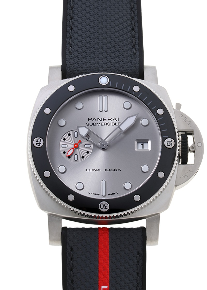 オフィチーネパネライ - サブマーシブル クアランタ クアトロ ルナロッサ | OFFICINE PANERAI | PAM01681 | SS シルバー文字盤 自動巻き ラバー | 中古