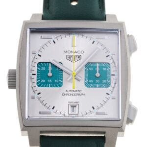タグホイヤー - モナコ クロノグラフ レーシンググリーン | TAG HEUER | CAW218E.FC6565 | TI シルバー/グレー文字盤 自動巻き レザー | 中古