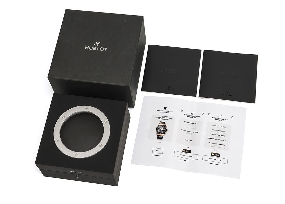 ウブロ - スピリット オブ ビッグバン セラミックベゼル | HUBLOT | 641.OM.0183.LR | RG スケルトン文字盤 自動巻き ラバーアリゲーター | 中古