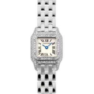 カルティエ - ミニ パンテール ベゼルダイヤ | CARTIER | WF3210F3 | WG シルバー文字盤 クォーツ ブレスレット | 中古