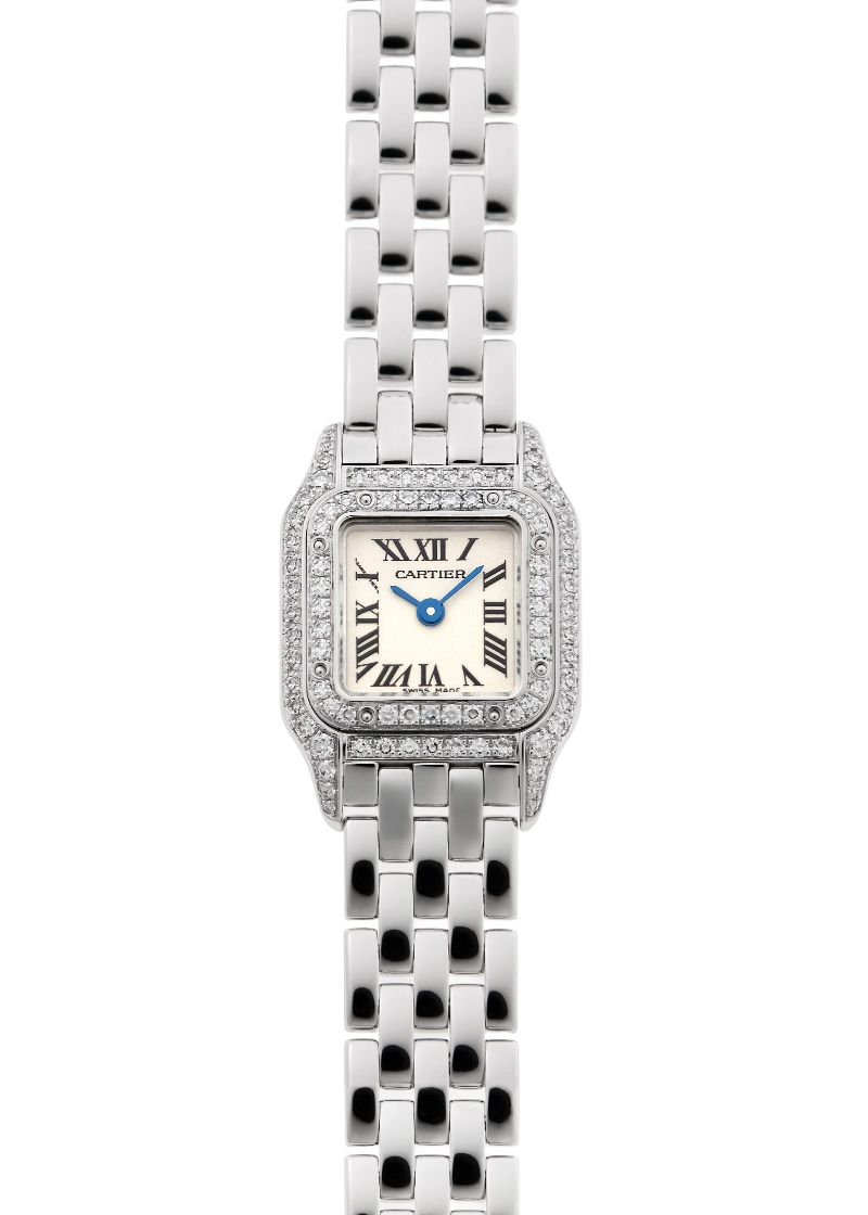 カルティエ - ミニ パンテール ベゼルダイヤ | CARTIER | WF3210F3 | WG シルバー文字盤 クォーツ ブレスレット | 中古