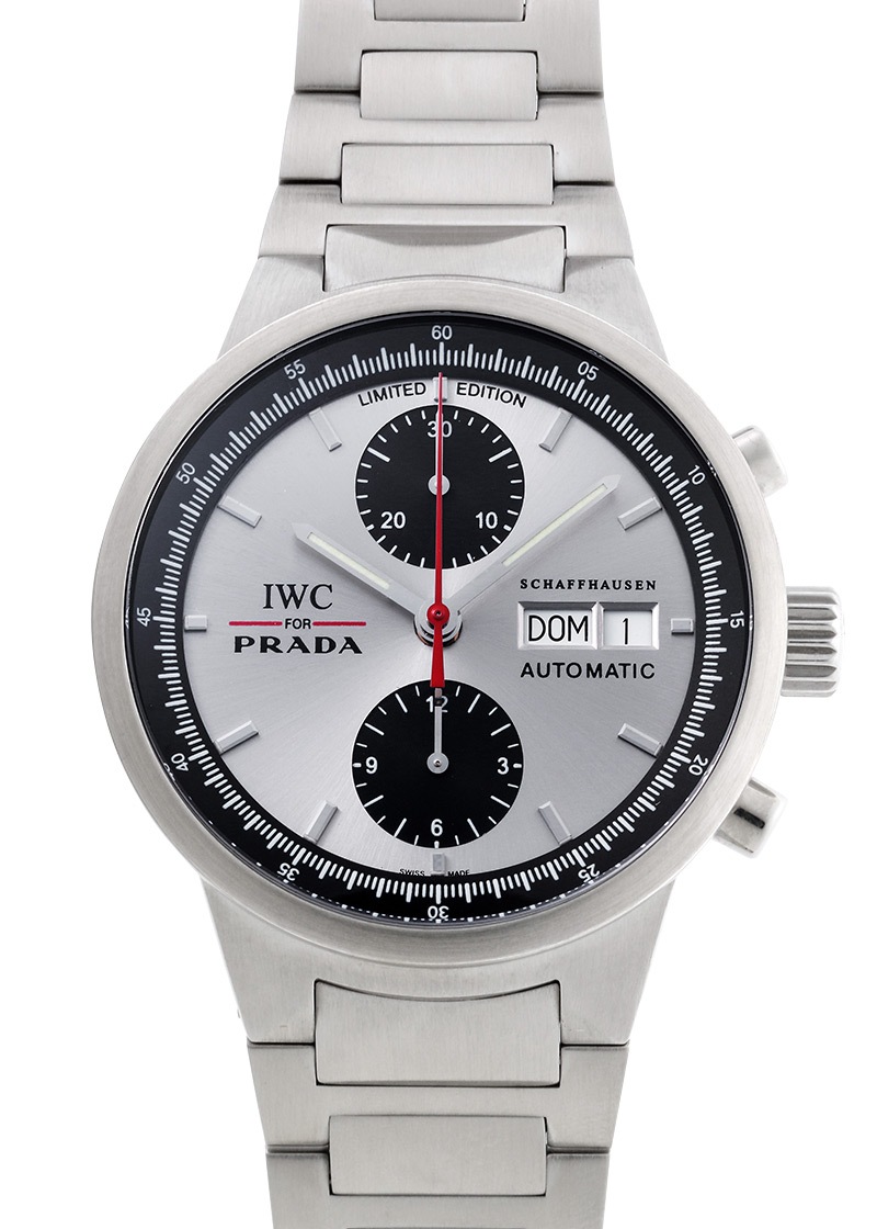 IWC for PRADA - GSTクロノグラフ | INTERNATIONAL WATCH COMPANY | IW370801 | SS シルバー/黒文字盤 自動巻き ブレスレット | 中古