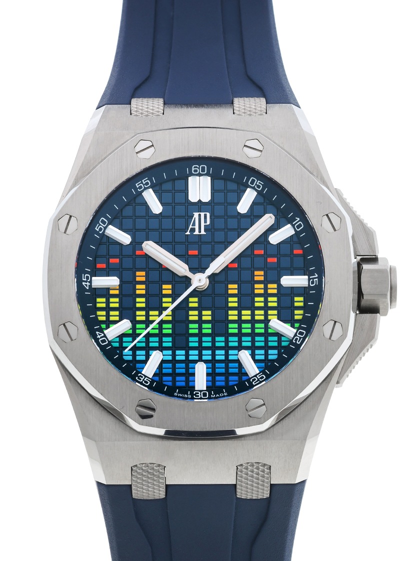 オーデマピゲ - ロイヤルオーク オフショア ミュージック エディション 500本限定 | AUDEMARS PIGUET | 15600TI.OO.A343CA.01 | TI ブルー文字盤 自動巻き ラバー | 中古