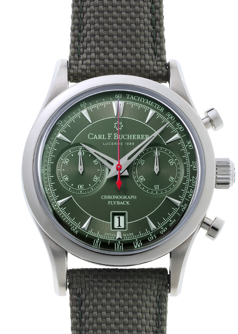 カール F. ブヘラ - マネロ フライバック グリーン | CARL F.BUCHERER | 00.10919.08.93.98 | SS グリーン文字盤 自動巻き ナイロン | 委託品 | 中古