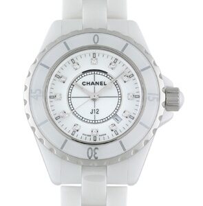 シャネル - レディース J12 | CHANEL | H1628 | 33mm セラミック 白文字盤/12Pダイヤモンド クォーツ ブレスレット