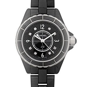 シャネル - レディース J12 | CHANEL | H2569 | 29mm 黒セラミック 黒文字盤/8Pダイヤモンド クォーツ ブレスレット