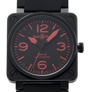 ベル&ロス - ブラックコーティング | Bell & Ross | BR01-92 RED | 46mm PVD(SS) 黒文字盤 レザー | 500本限定 |