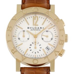 ブルガリ BB38WGLDCH ブルガリブルガリ クロノグラフ 38mm 18KYG 白文字盤 レザー