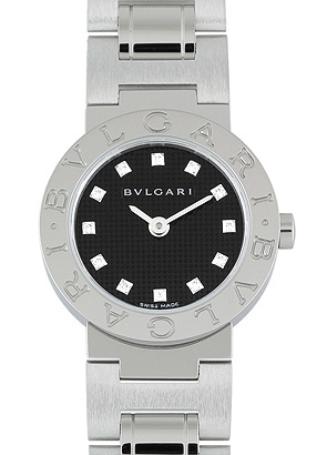 ブルガリ BB23BSS/12 レディース ブルガリブルガリ 23mm SS 黒文字盤/12Pダイヤモンド クォーツ ブレスレット