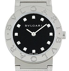 ブルガリ BB26BSS/12N レディース ブルガリブルガリ26mm SS 黒文字盤/12Pダイヤモンド クォーツ ブレスレット