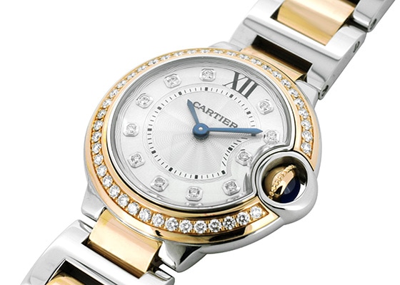 カルティエ - レディース バロンブルー | CARTIER | W3BB0025 | SM ベゼルダイヤモンド PG&SS シルバー文字盤 クォーツ ブレスレット |
