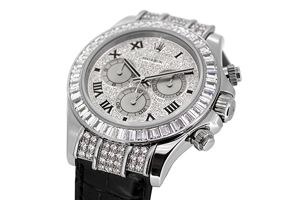ロレックス - オイスター パーペチュアル コスモグラフ デイトナ ベゼルバゲットダイヤモンド | ROLEX | 116599TBR ZER | WG ダイヤ文字盤 自動巻き レザー | 中古 |